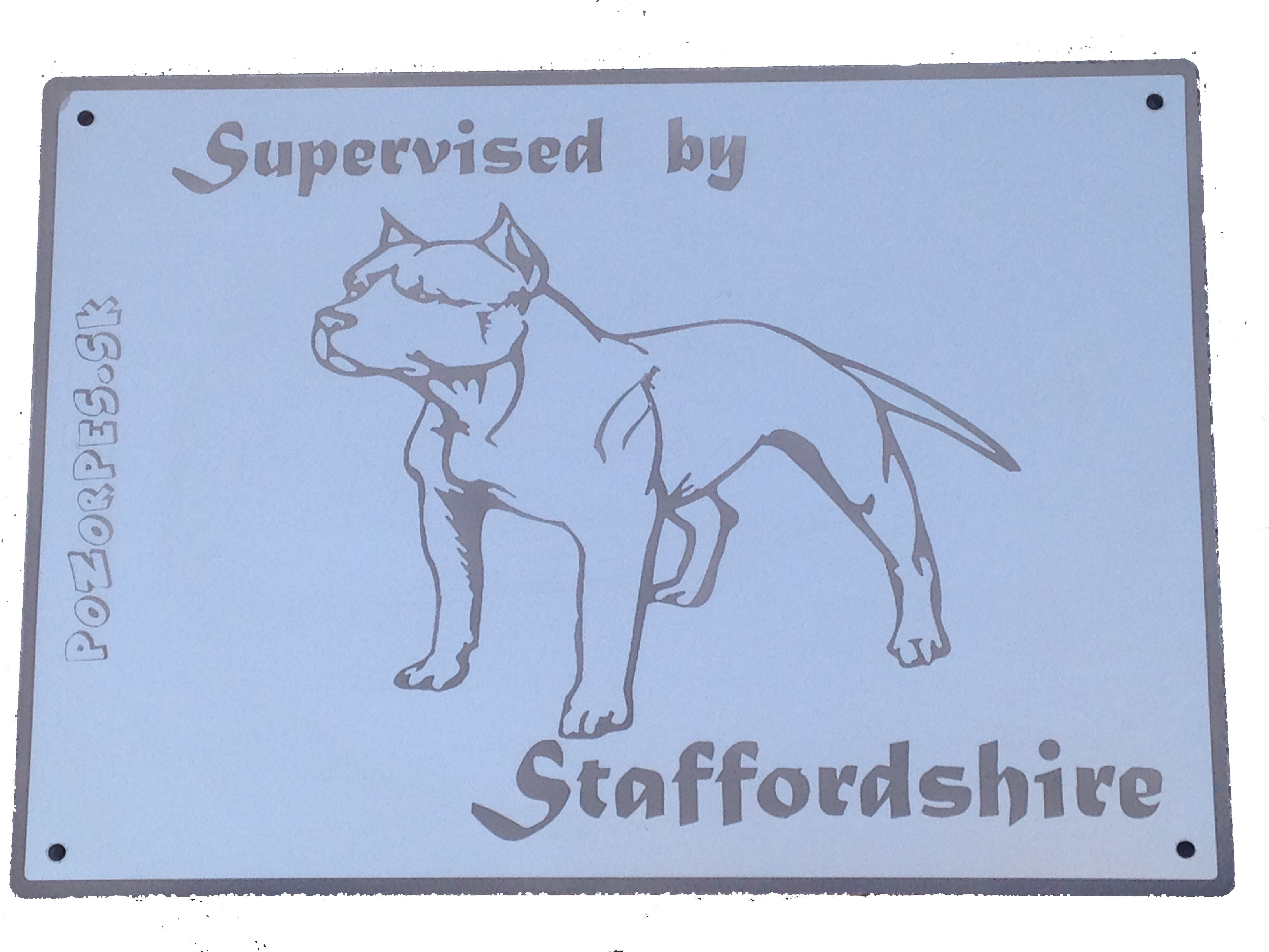 Pozorpes.sk,  výstražná tabuľka nerezová pieskovaná