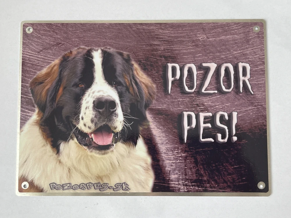 Pozorpes.sk,  výstražná tabuľka nerezová