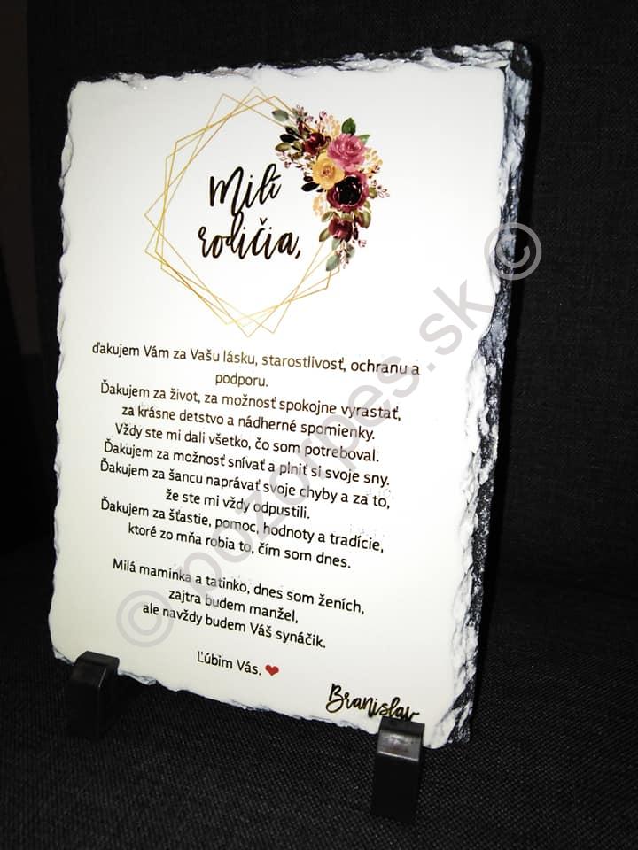 Kamenná fotografia na želanie s venovaním