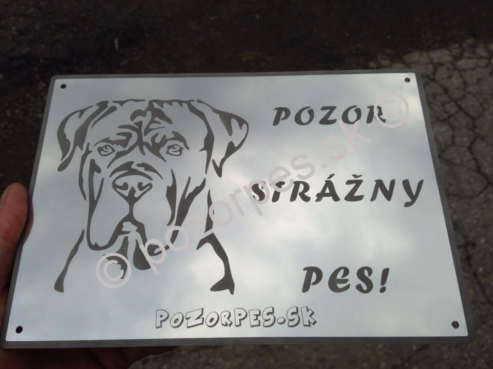 Pozorpes.sk,  výstražná tabuľka nerezová pieskovaná
