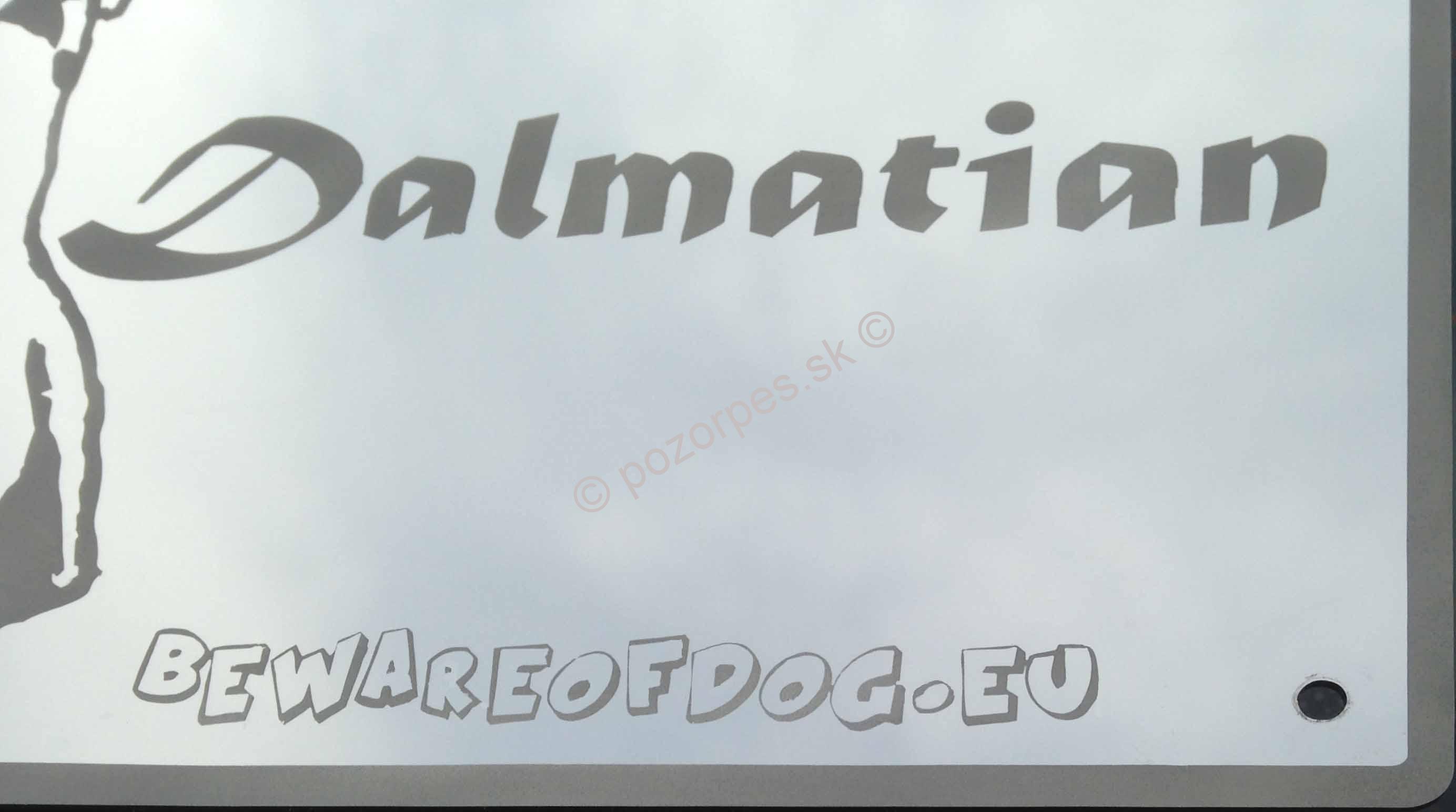 Pozorpes.sk,  výstražná tabuľka nerezová pieskovaná